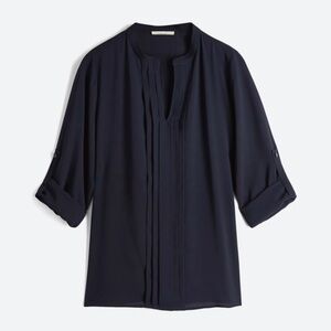 Breyson pleated tab sleeve blouse